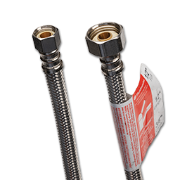 Show details for 3/8" COMP X 1/2" IPS X 12" FLUIDMASTER STAINLESS STEEL FAUCET SUPPLY LINE Picture of 3/8" COMP X 1/2" IPS X 12" FLUIDMASTER STAINLESS STEEL FAUCET SUPPLY LINE