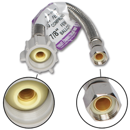 Show details for 1/2" COMP X 7/8" X 12" FLUIDMASTER STAINLESS STEEL TANK SUPPLY LINE Picture of 1/2" COMP X 7/8" X 12" FLUIDMASTER STAINLESS STEEL TANK SUPPLY LINE