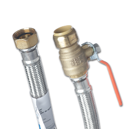 Show details for SHARKBITE 3/4" X 3/4" BALL VALVE X 18" STAINLESS STEEL WATER HEATER SUPPLY LINE Picture of SHARKBITE 3/4" X 3/4" BALL VALVE X 18" STAINLESS STEEL WATER HEATER SUPPLY LINE
