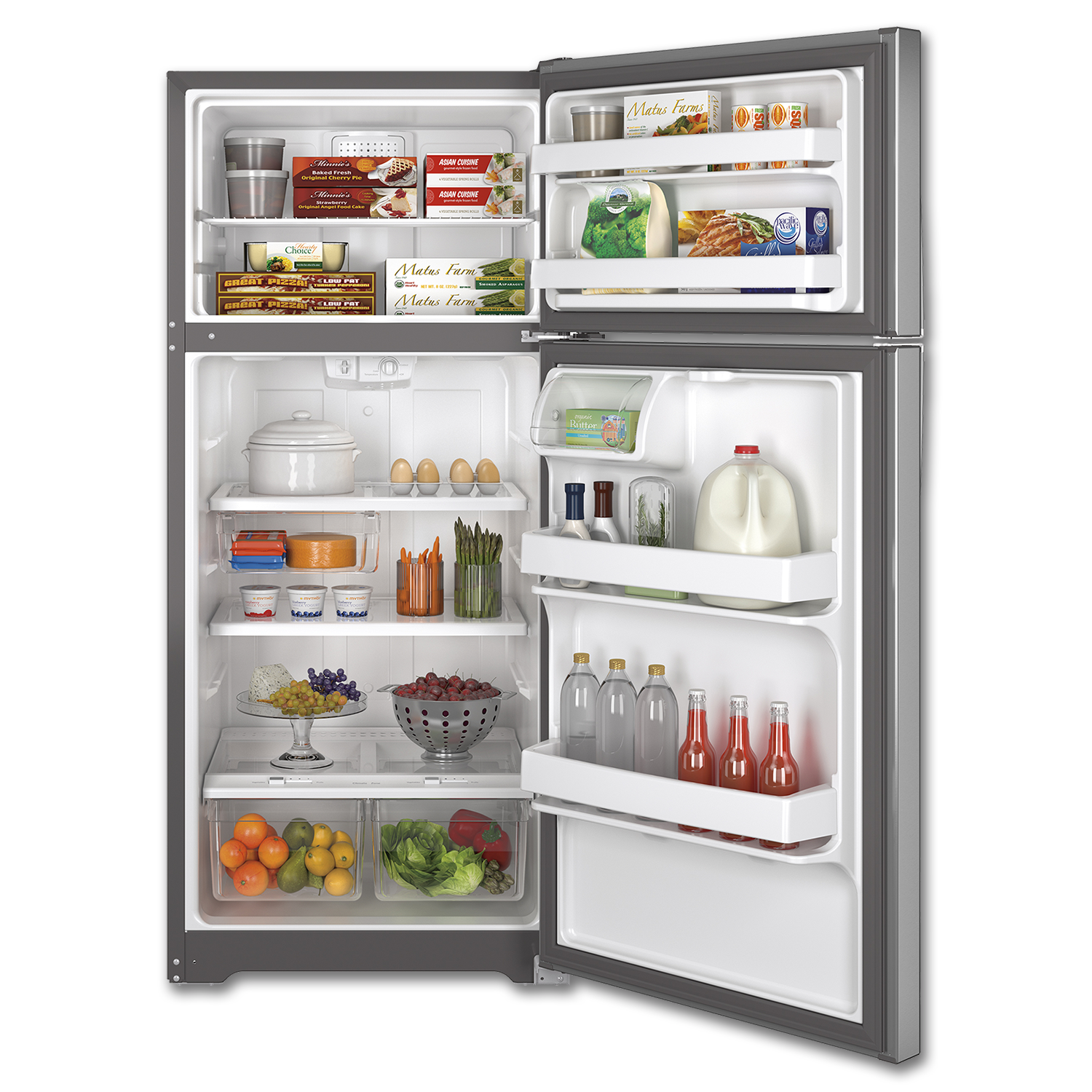 ge 17.5 cu ft top freezer refrigerator in stainless steel