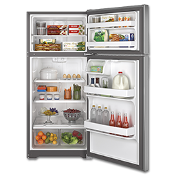 Show details for GE® ENERGY STAR 15.5 CU FT TOP-FREEZER REFRIGERATOR - STAINLESS STEEL Picture of GE® ENERGY STAR 15.5 CU FT TOP-FREEZER REFRIGERATOR - STAINLESS STEEL