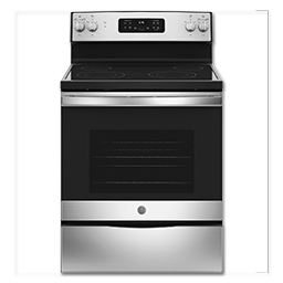 Show details for GE® 30" CERAMIC GLASS TOP ELECTRIC RANGE - STAINLESS STEEL Picture of GE® 30" CERAMIC GLASS TOP ELECTRIC RANGE - STAINLESS STEEL