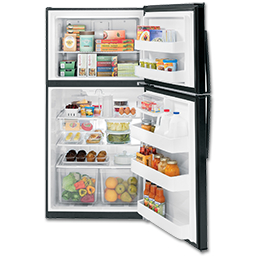 Show details for GE® ENERGY STAR® 21.1 CU FT TOP-FREEZER REFRIGERATOR - BLACK Picture of GE® ENERGY STAR® 21.1 CU FT TOP-FREEZER REFRIGERATOR - BLACK