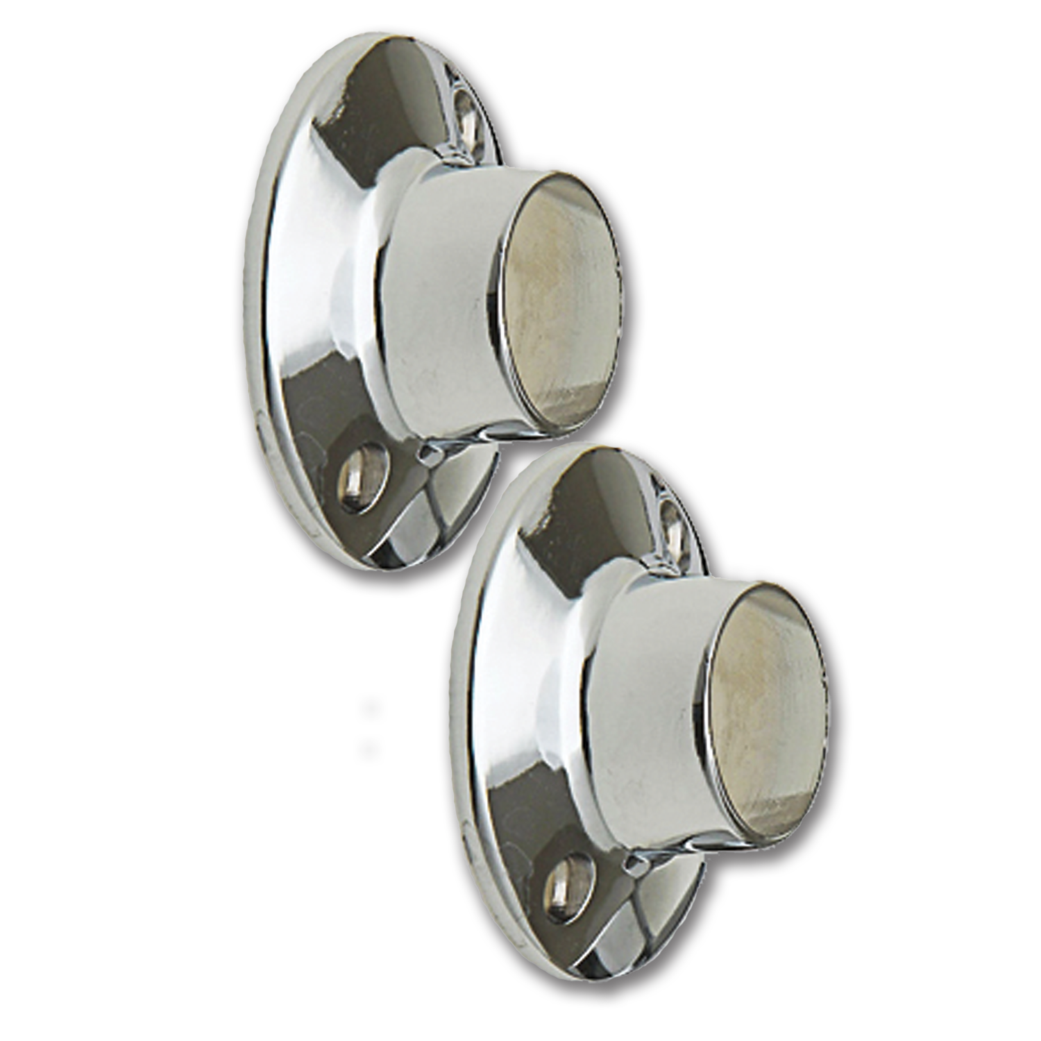 Chadwell Supply. CHROME SHOWER ROD FLANGES ZINC WITH EXPOSED SCREW 2/PK
