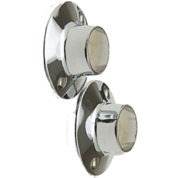 Show details for CHROME SHOWER ROD FLANGES ZINC WITH EXPOSED SCREW 2/PK Picture of CHROME SHOWER ROD FLANGES ZINC WITH EXPOSED SCREW 2/PK