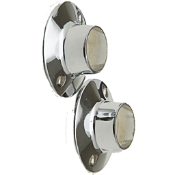 CHROME SHOWER ROD FLANGES ZINC WITH EXPOSED SCREW 2/PK