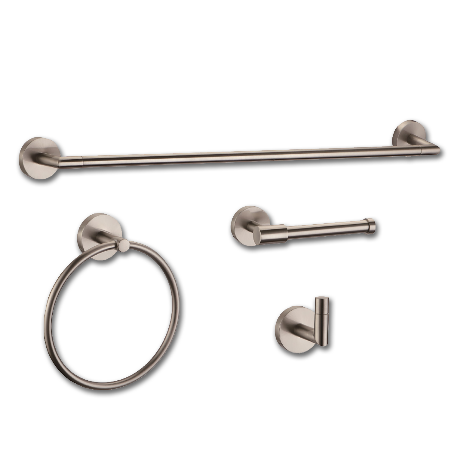 Chadwell Supply. 4PC BATHROOM HARDWARE SET BRUSHED NICKEL