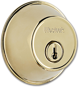 Show details for WESLOCK DOUBLE CYLINDER DEADBOLT - POLISHED BRASS Picture of WESLOCK DOUBLE CYLINDER DEADBOLT - POLISHED BRASS