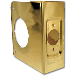 Show details for 4-1/2"H X 4-5/16"W 1-HOLE DOOR REINFORCER 2-3/4" BACKSET - POLISHED BRASS Picture of 4-1/2"H X 4-5/16"W 1-HOLE DOOR REINFORCER 2-3/4" BACKSET - POLISHED BRASS