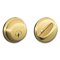 Show details for SCHLAGE SINGLE CYLINDER DEADBOLT - POLISHED BRASS Picture of SCHLAGE SINGLE CYLINDER DEADBOLT - POLISHED BRASS
