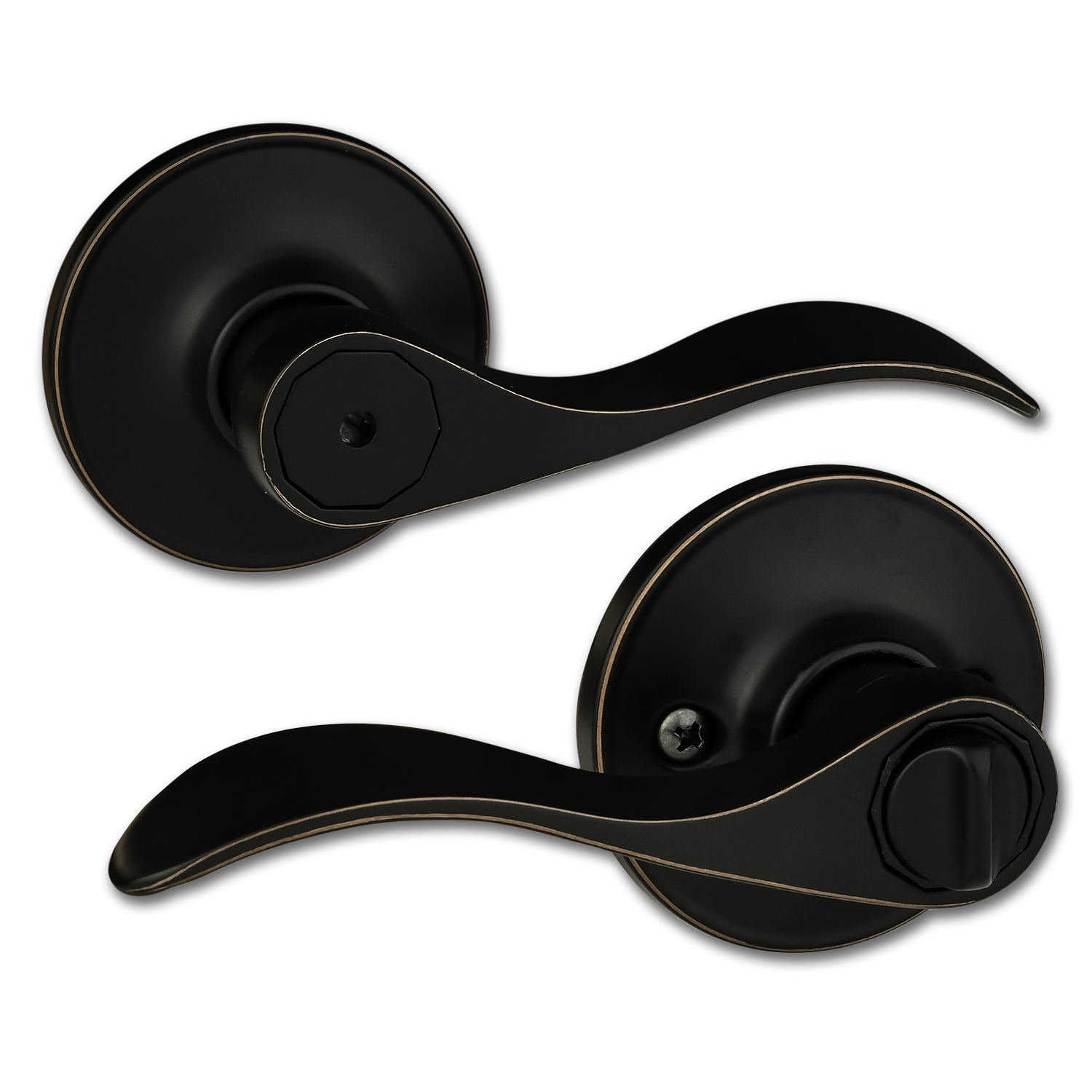 Chadwell Supply. MAXWELL WAVE HANDLE LEVER PRIVACY LOCK OIL RUBBED BRONZE
