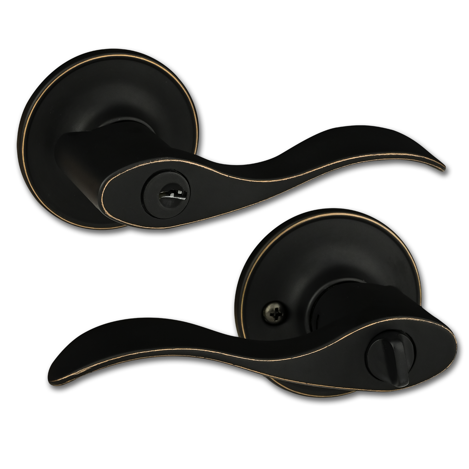 Chadwell Supply. MAXWELL WAVE HANDLE LEVER ENTRY LOCK - OIL RUBBED BRONZE