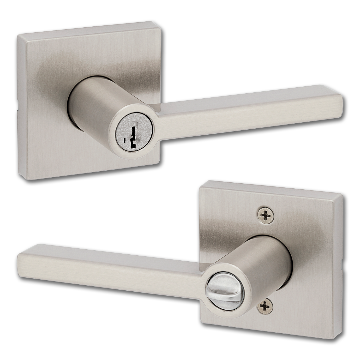 Chadwell Supply. KWIKSET HALIFAX SQUARE SATIN NICKEL KEYED ENTRY WITH SMARTKEY SATIN NICKEL