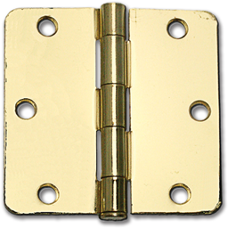 Show details for 3-1/2" DOOR HINGE 1/4" RADIUS POLISHED BRASS - PAIR Picture of 3-1/2" DOOR HINGE 1/4" RADIUS POLISHED BRASS - PAIR