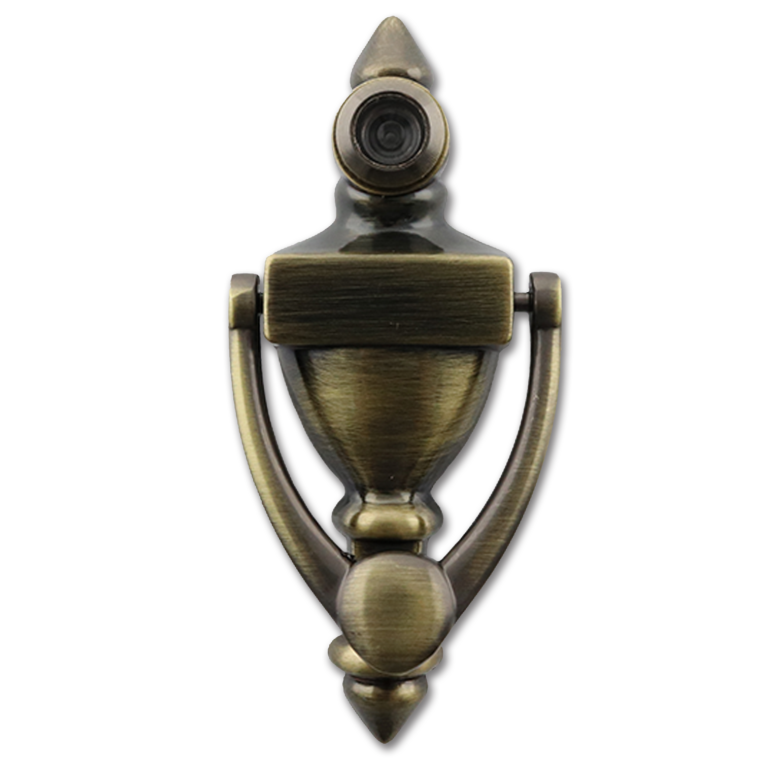 Chadwell Supply. DOOR KNOCKER WITH VIEWER 160° ANTIQUE BRASS