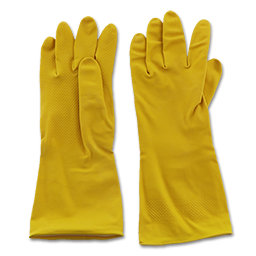 YELLOW LATEX GLOVES FLOCK-LINED - X-LARGE