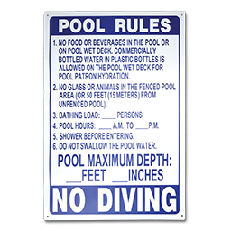 Chadwell Supply. POOL RULES SIGN 24