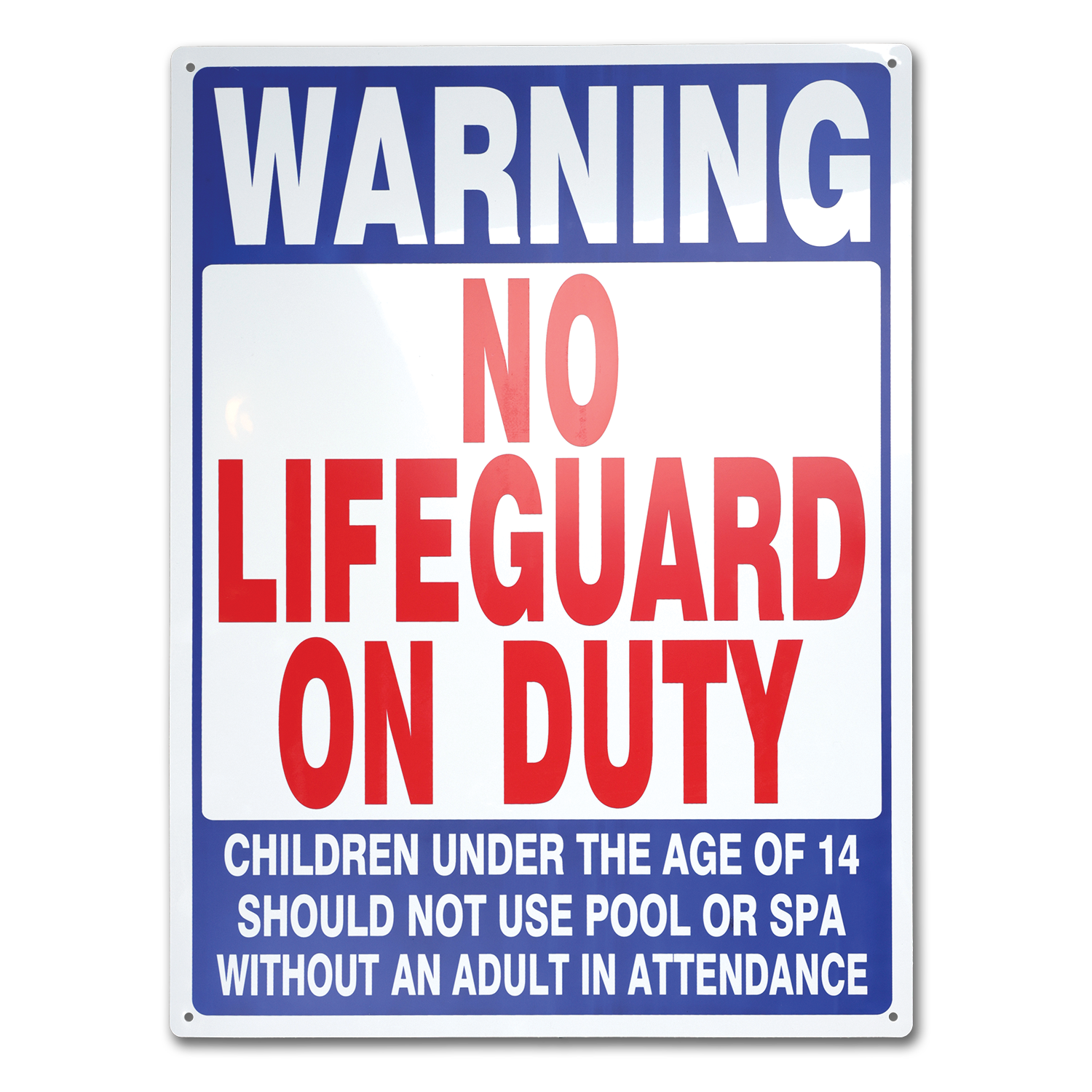 Chadwell Supply. WARNING NO LIFE GUARD ON DUTY- POOL SIGN