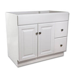 Show details for 36"W X 21"D DELUXE WHITE VANITY BASE - TWO DOOR/TWO DRAWER Picture of 36"W X 21"D DELUXE WHITE VANITY BASE - TWO DOOR/TWO DRAWER